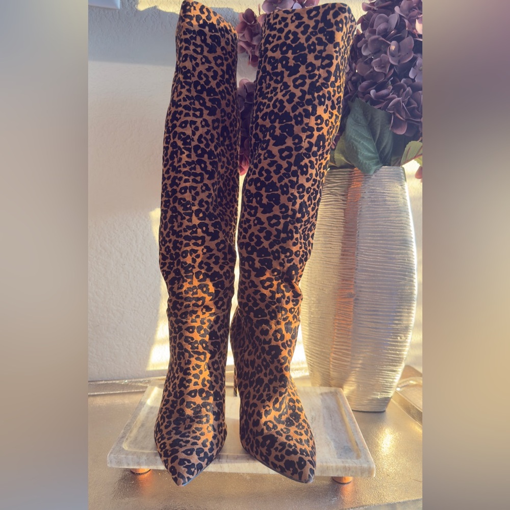 Steve Madden - Leopard Print Knee-High Boots - Picture 3 of 5